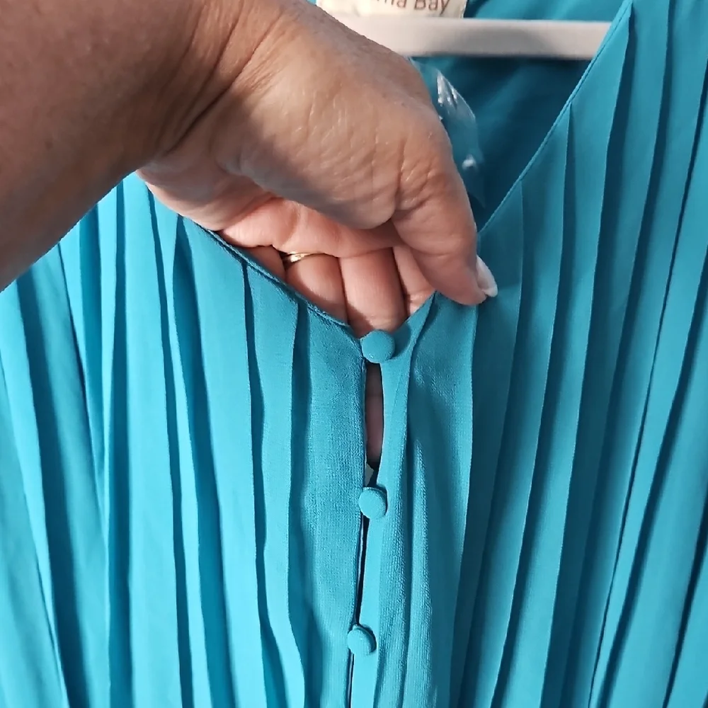 Vanilla Bay Teal Women's Sleeveless Pleated NWT Romper L - Picture 5 of 13